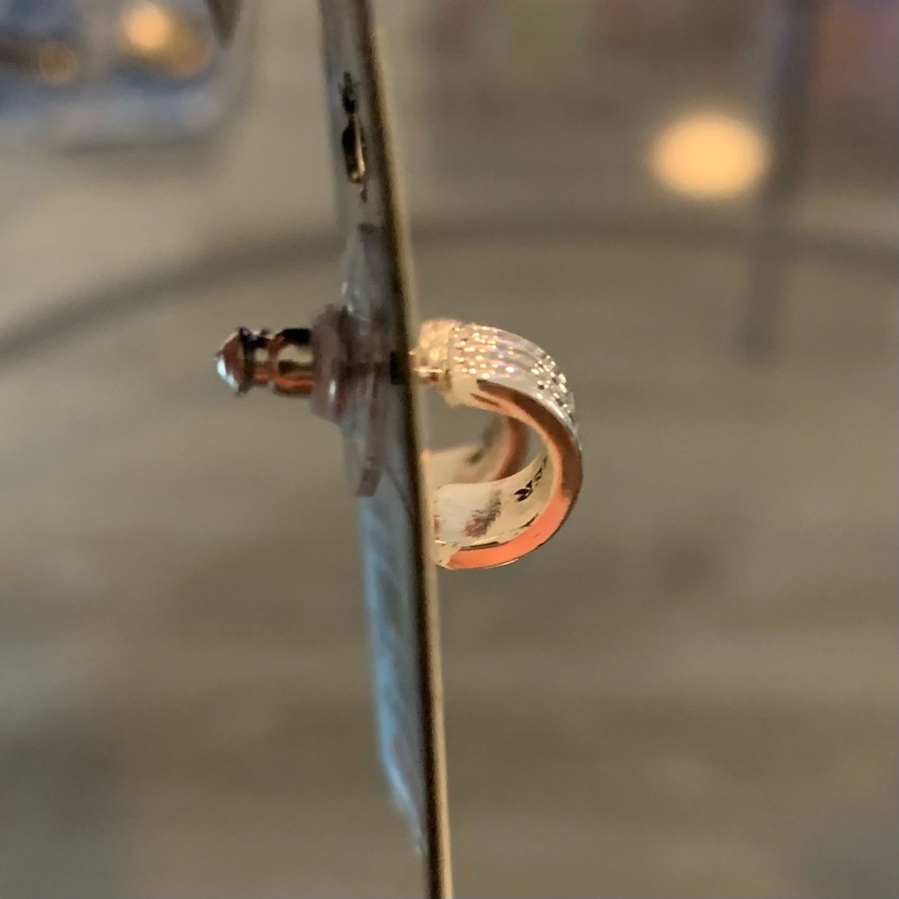 Napier Silver Textured Hoop Earrings - Picture 2 of 4